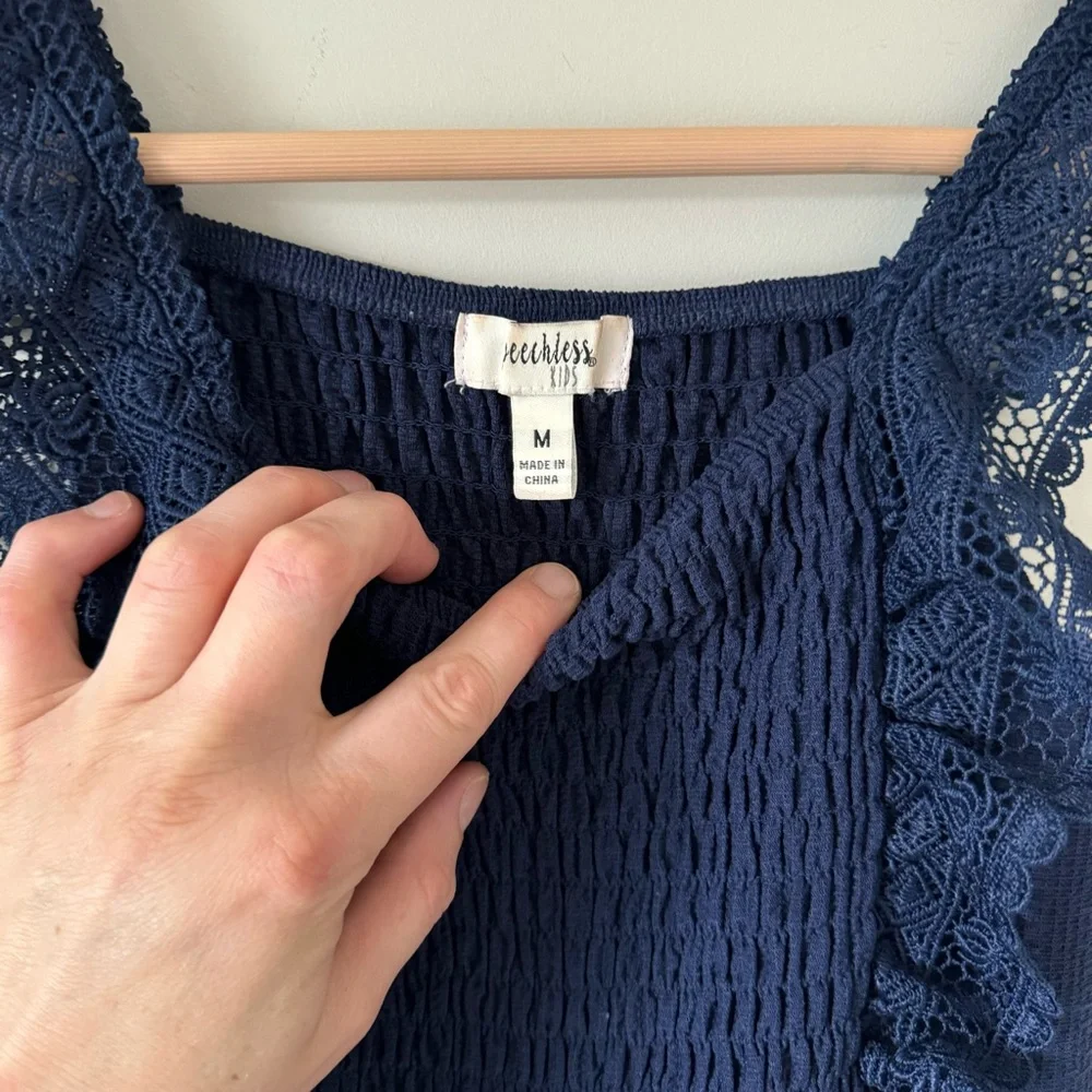 Blue Ruched Square Neck Sundress for Cocktail